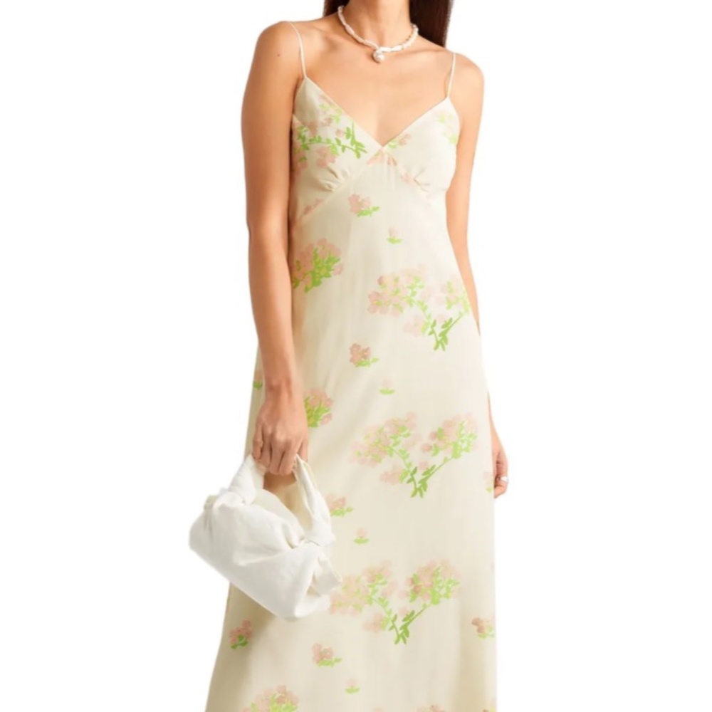 bernadette cream silk floral dress